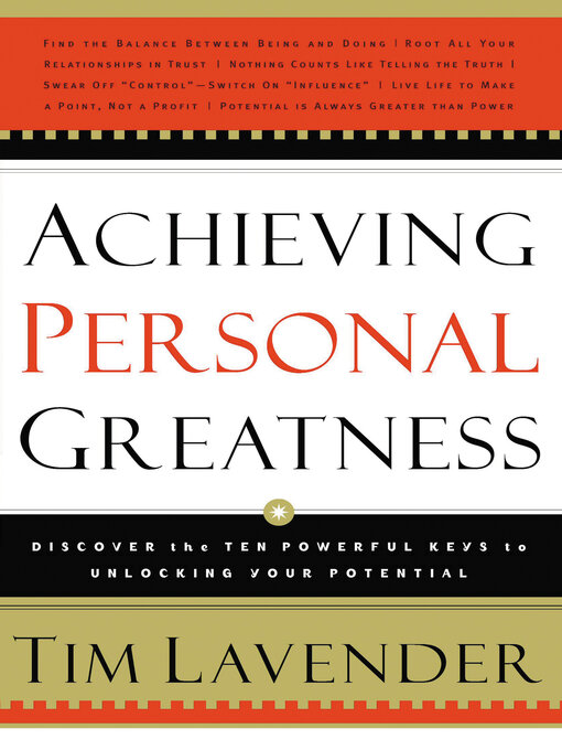 Title details for Achieving Personal Greatness by Tim Lavender - Available